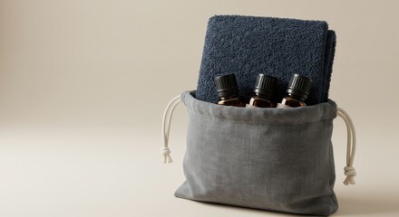 Essential Oil with Towel in Grey Bag