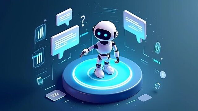 Futuristic Robot Assistant With Chat Interface
