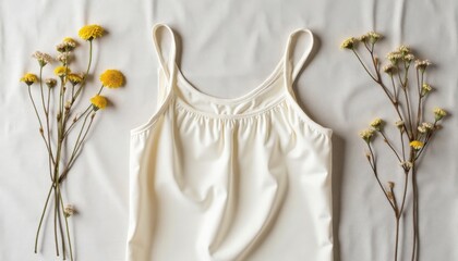 White Tank Top with Yellow Flowers