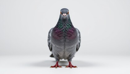 Pigeon portrait studio setting animal photography minimalist backdrop front view wildlife aesthetics
