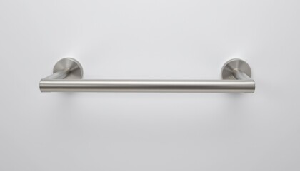 Installation of stainless steel grab bar for bathroom safety home product photo minimalist style close-up view accessibility awareness