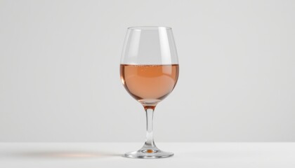 Refreshing wine glass filled with rose minimalist studio setting elegant aesthetic close-up perspective