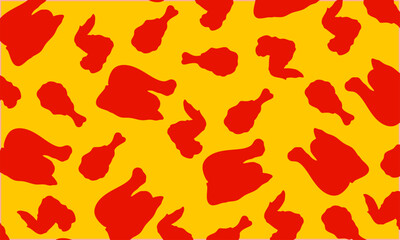 doodle fried chicken pattern background. Crispy fried chicken seamless pattern.