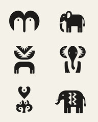 Obraz premium Iconic Animal Silhouettes: A collection of stylized animal silhouettes, showcasing the beauty of simplicity in design. Each icon captures the essence of its subject, suitable for branding, education.
