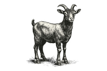Vintage Goat Illustration, Hand-drawn Black Sketch, Old Engraving Style, Farm Animal Print, Rustic Wall Art, Antique Drawing, Livestock Artwork, Trending Nature Art, countryside decor