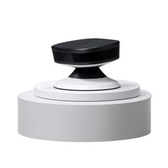 Sleek Black and White Modern Device on Display Stand