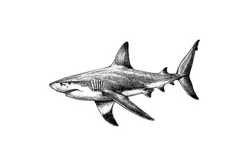 Vintage Hammerhead Shark Drawing, Marine Biology Etching, Aquatic Animal Wall Decor, Old Engraving Style Art, Ocean Wildlife Print, Hand-drawn Monochrome Sea Poster