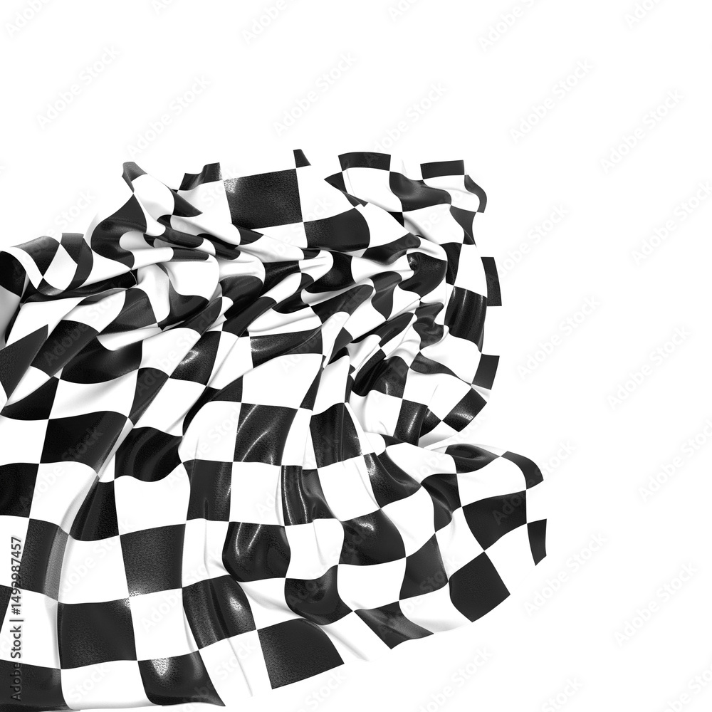 Aufkleber the checkered flag waves in the wind signaling the end of a race