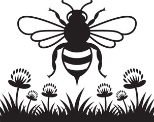 Graphic illustration of silhouette honey bee