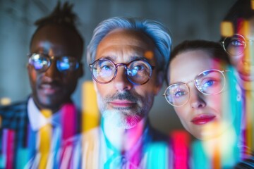 Diverse Team Looking at Data on a Screen, Representing Collaboration and Digital Transformation for Modern Business Solutions and Recruitment : Generative AI