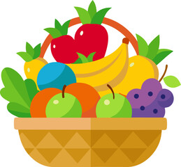 A colorful  fruit basket featuring various fruits  