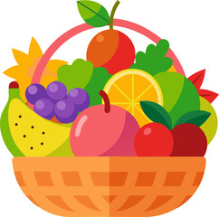 A colorful  fruit basket featuring various fruits  