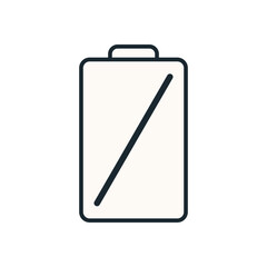 Flat Design Vector of Battery Symbol with Slash for Power Off or Energy Error Message