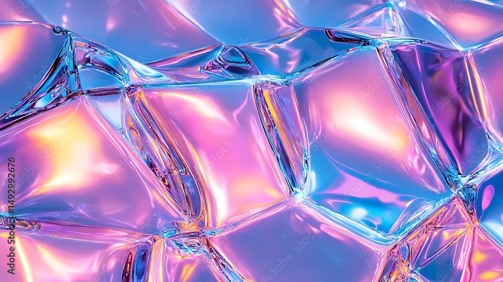 Poster abstract colorful texture with reflections and light in a digital fluid environment
