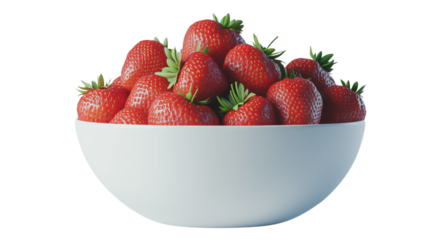 A bowl of fresh strawberries, a bowl full of strawberries, a plate of sweet strawberries, a bowl of delicious fresh strawberries, a plate full of strawberries, on a transparent backgrounds