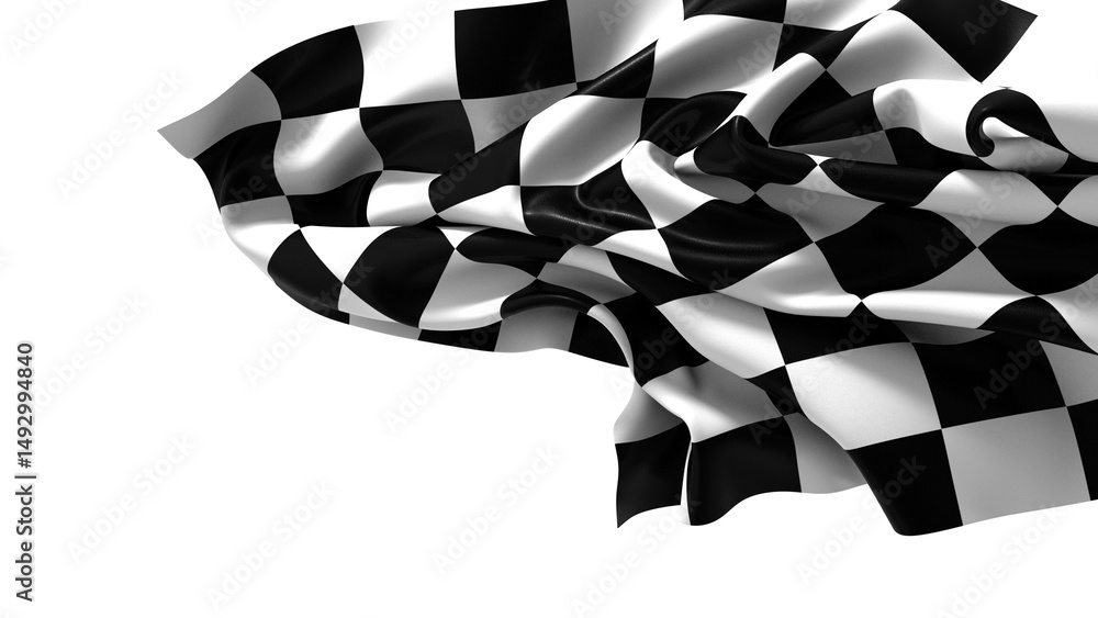Aufkleber the checkered flag waves in the wind signaling the end of a race victory is in sight