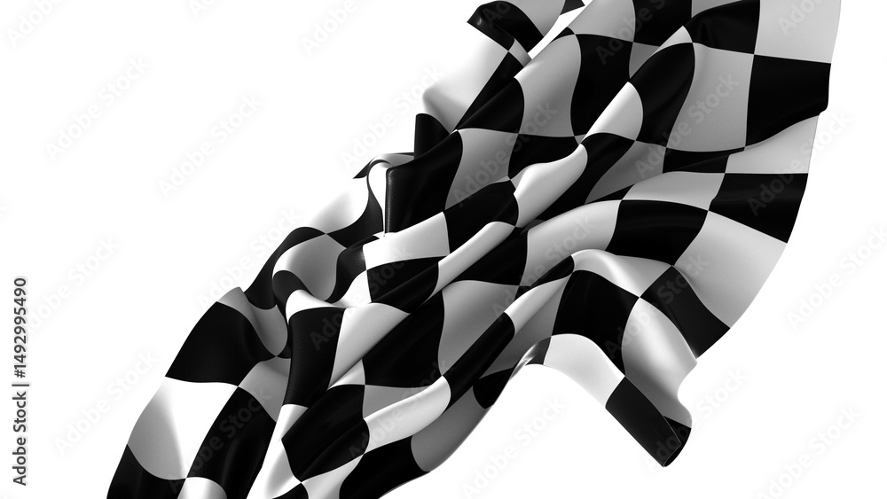 Aufkleber the checkered flag waves in the wind signaling the end of a race victory is in sight