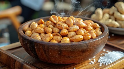 Roasted peanuts in a wooden bowl (1)