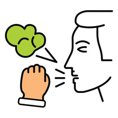 Vector Illustration of Coughing Person in Profile