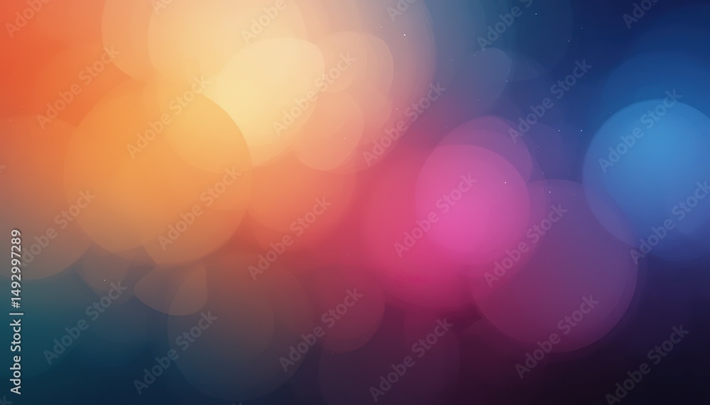 Poster bright blue abstract design with a bokeh blur of colorful lights creates a shiny, glowing effect