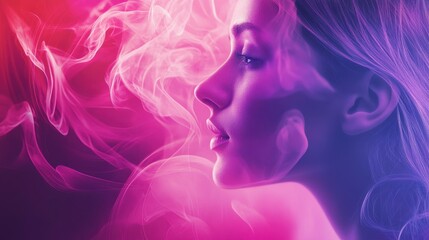 Abstract background with pink and purple hearts.