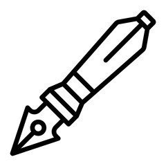 Fountain Pen Vector Line Icon Design