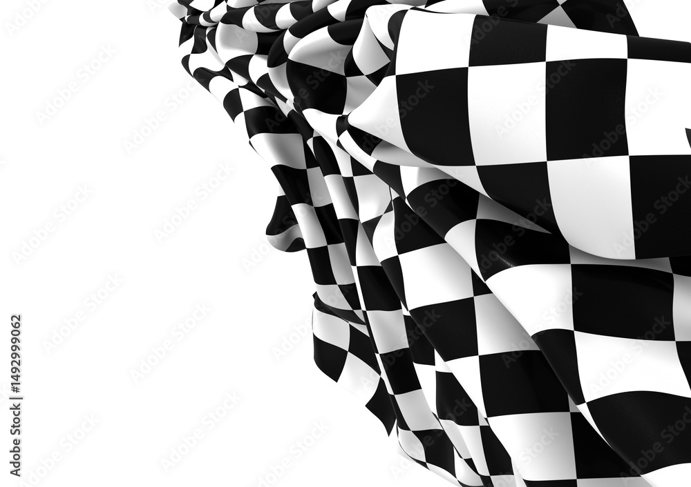 Aufkleber the checkered flag waves in the wind signaling the end of a race