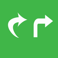 Arrow Icons - Undo and Turn Right | White Directional Graphic Elements on Green Background for Navigation and UI Design