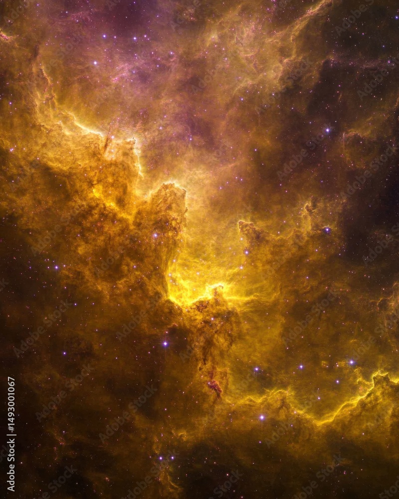 Poster cosmic nebula exploration vertical view of celestial clouds and distant stars in deep space astronom
