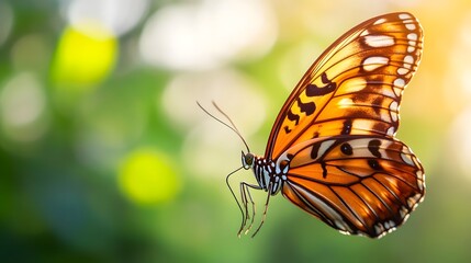 Butterfly wings illuminated by sunlight, revealing intricate patterns and colors.