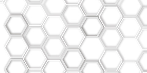  geometric pattern featuring gray and white out line hexagons with 3d  effect , and clean white background. modern and minimalist design