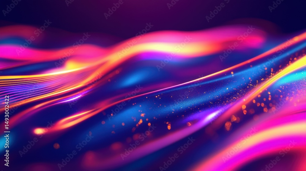 Poster a blurred chameleon spot with a neon y2k aura, modern 3d brush shape texture. a set of colorful, fut