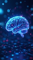Obraz premium Artificial intelligence visualized as brain, Digital network forming neural pathways, Futuristic data streams and cognition, Virtual intelligence in 3D space