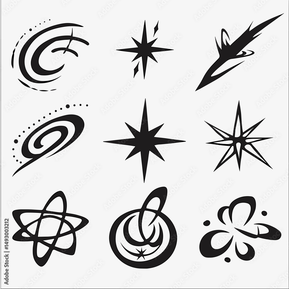 Poster celestial design elements: a collection of elegant celestial design elements are showcased against a