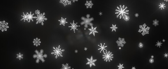 Enchanting Snowfall: Spectacular 3D Illustration Showcasing Falling Holiday Snowflakes