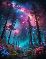 Obraz premium Different imaginary images on nature, forest and flowers