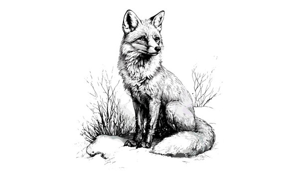 狐の鉛筆画 狐の鉛筆画