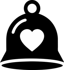 Obraz premium Bell With Heart Shape Silhouette Vector Illustration