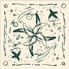 Oceanic Whimsy: An abstract sketch of a starfish with whimsical design, evoking the marine world in a simple graphic style.