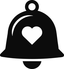 Bell With Heart Shape Silhouette Vector Illustration