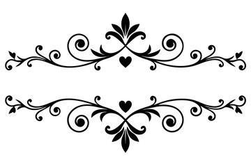 Black and white abstract floral design vector illustration with ornate scroll and leaf pattern border elements