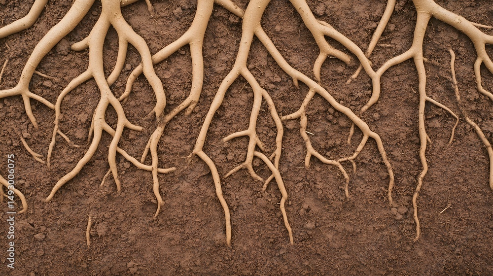 Poster intricate network of tree roots in the soil