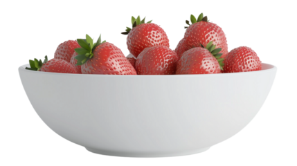 A bowl of fresh strawberries, a bowl full of strawberries, a plate of sweet strawberries, a bowl of delicious fresh strawberries, a plate full of strawberries, on a transparent backgrounds