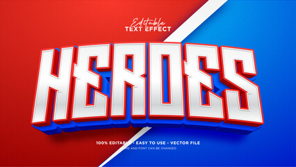 Editable superheroes 3d text effect, Independence Day of America text style effect