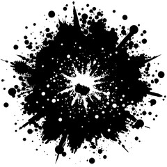 Abstract black ink grunge paint splatter design element