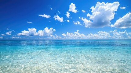 stunning view of the endless blue sky above and the crystal-clear ocean water below, offering the perfect peaceful retreat for relaxation on vacation.
