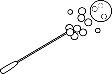 Bubble Wand With Bubbles Line Art Vector Illustration