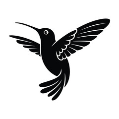 Fototapeta premium Hummingbird silhouette black vector artwork illustration