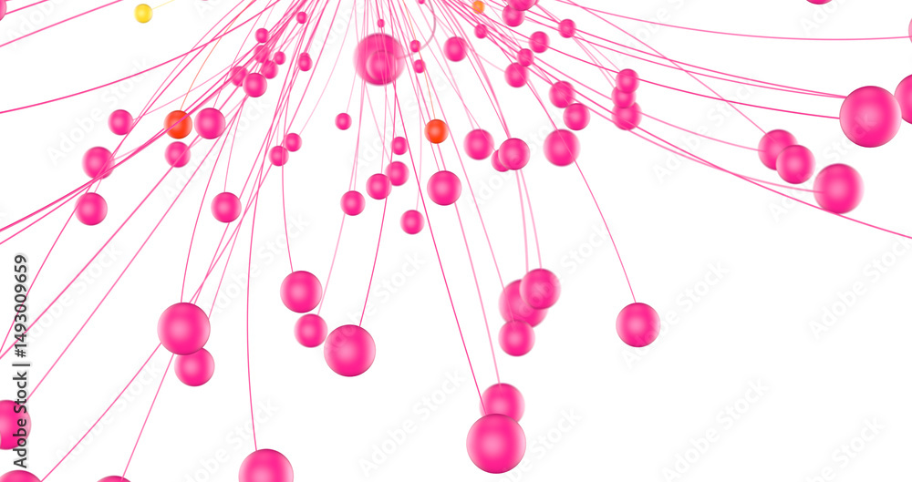 Fototapete Big data visualization. Network connection structure with chaotic distribution of points and lines. 3D rendering.