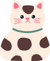 Cute chubby cat that looks like a cow with dark spots on her body illustration